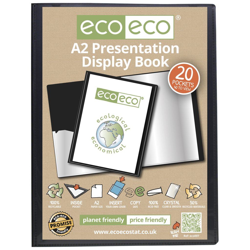 A2 50% Recycled 20 Pocket Presentation Display Book*P*