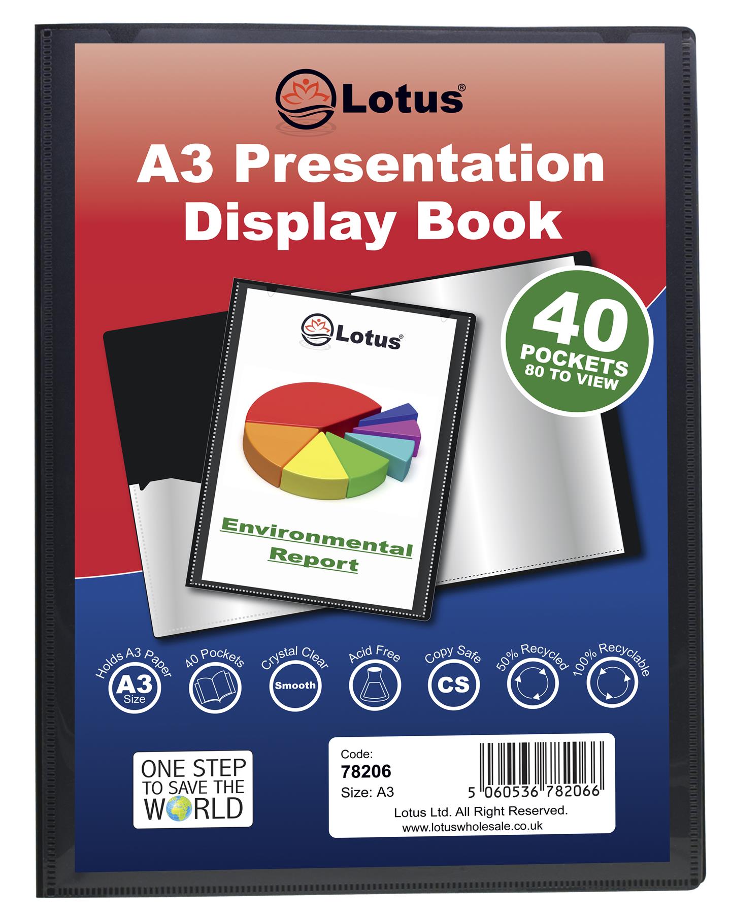 4 x A3 50% Recycled 40 Pocket Presentation Display Book*P*