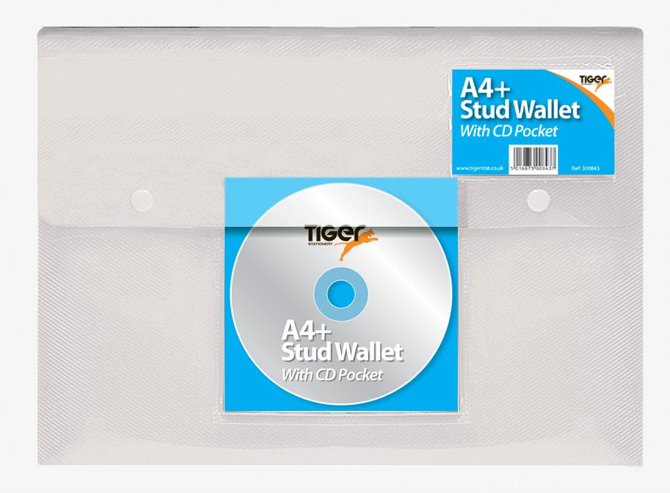 A4+ CD Pkt Double Stud Wallets Asstd (5 Wallets)