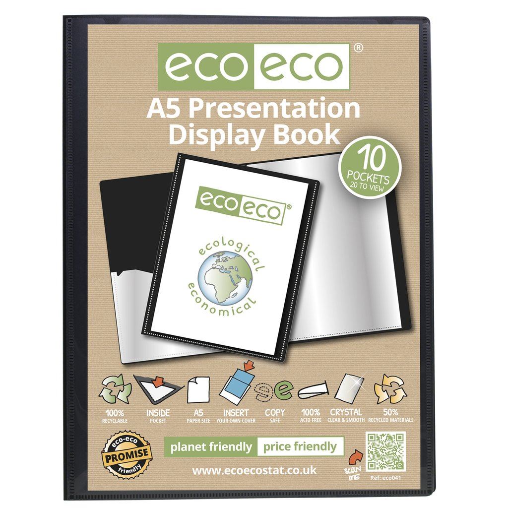 6 x A5 50% Recycled 10 Pocket Presentation Display Book