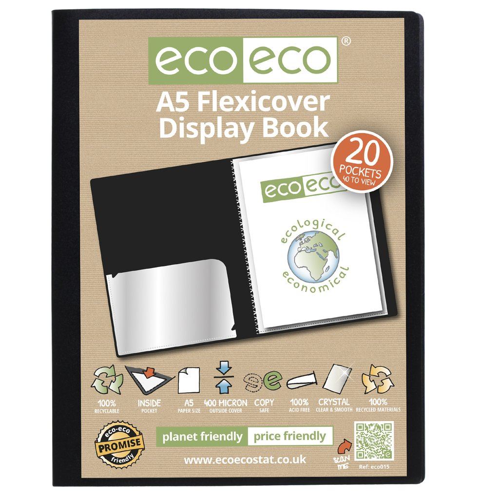 4 x A5 100% Recycled 20 Pocket Flexicover Display Book