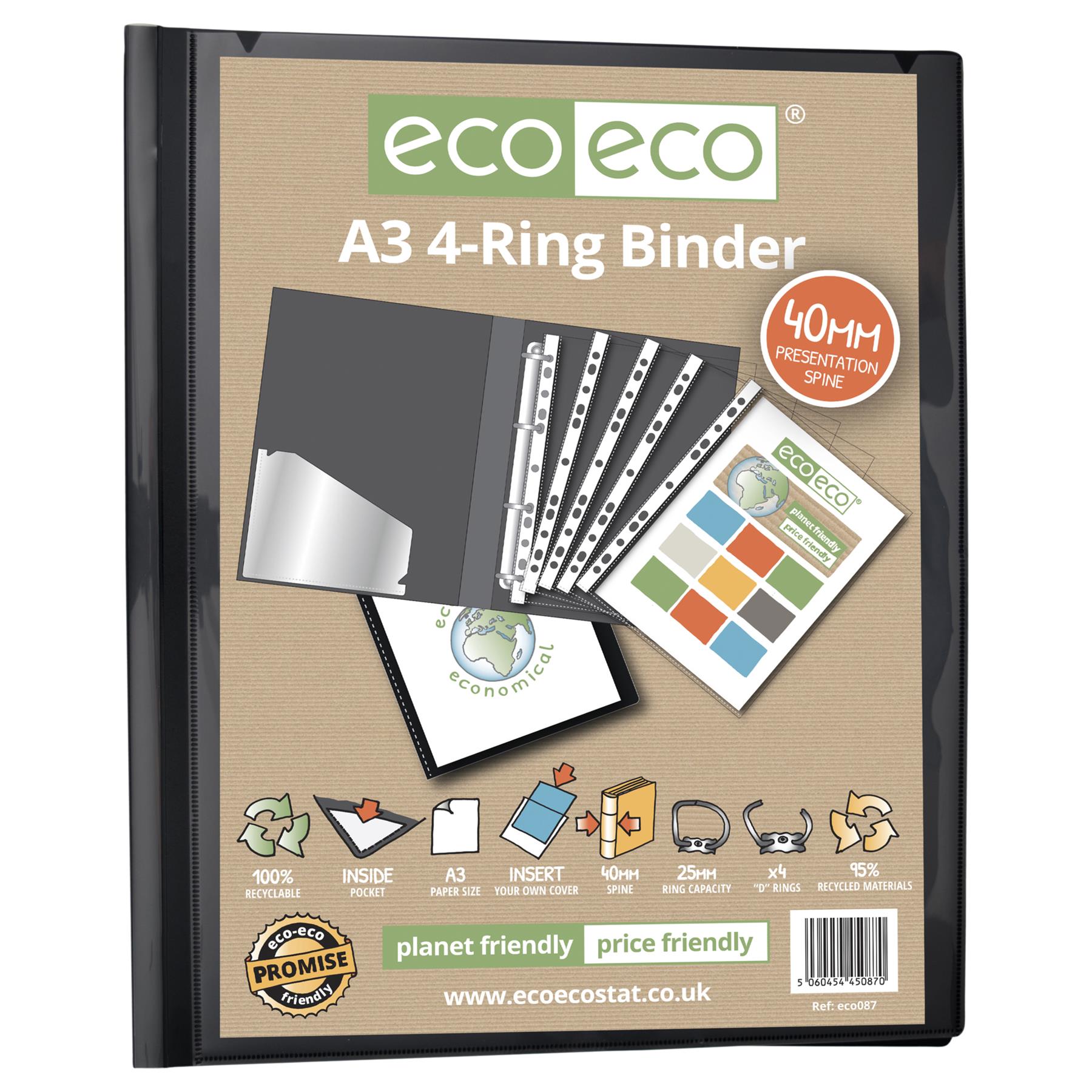 2 x A3 95% Recycled Presentation 4 Ring Portrait Binder