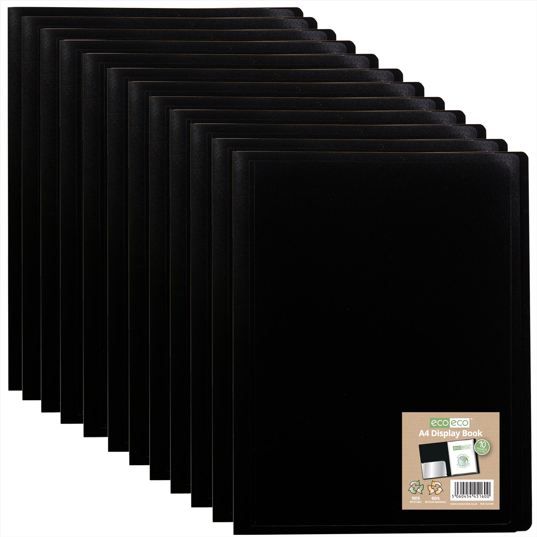 12 x A4 100% Recycled 10 Pocket Flexicover Display Book