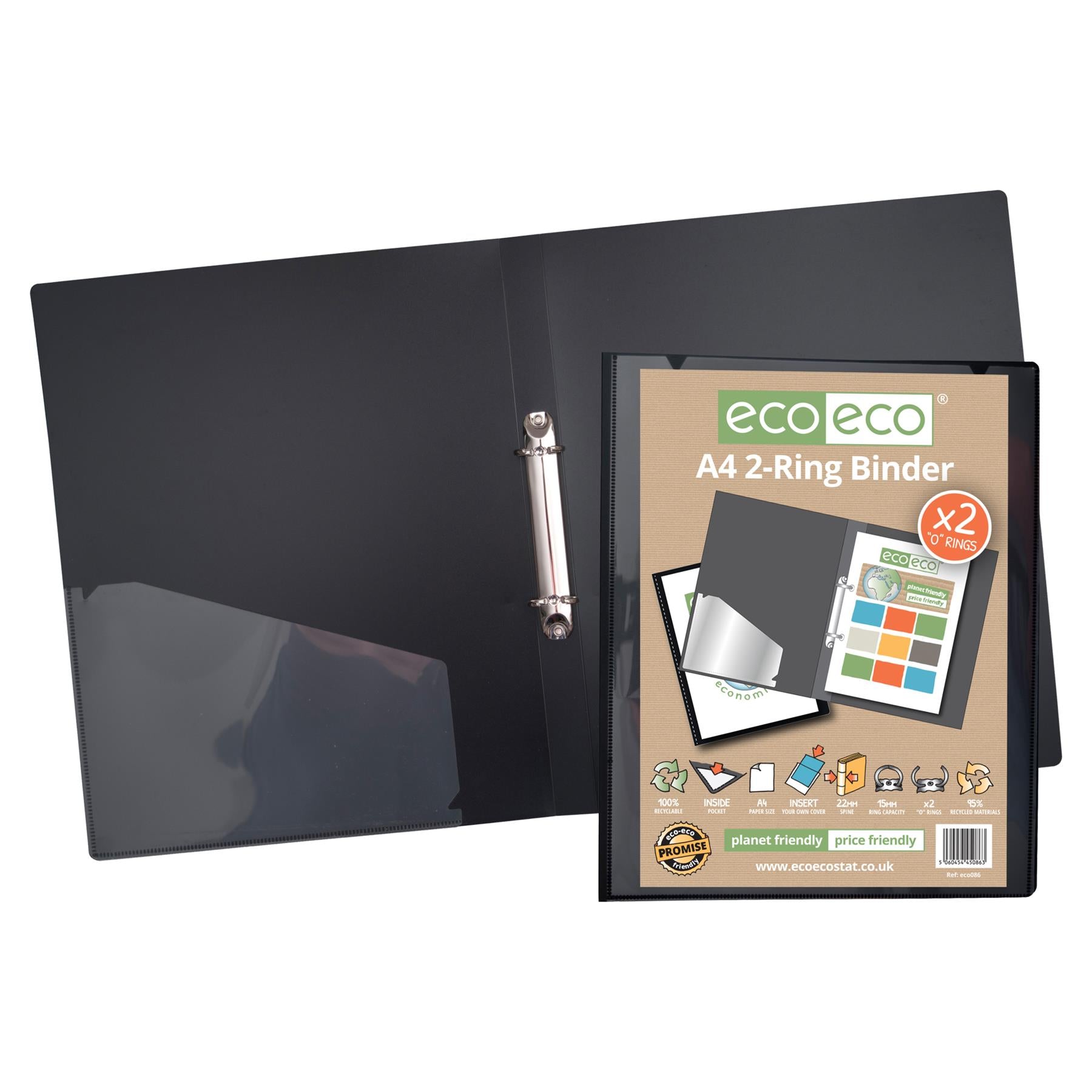 2 x A4 95% Recycled Presentation 2 Ring Binder