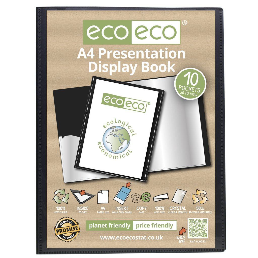 6 x A4 50% Recycled 10 Pocket Presentation Display Book