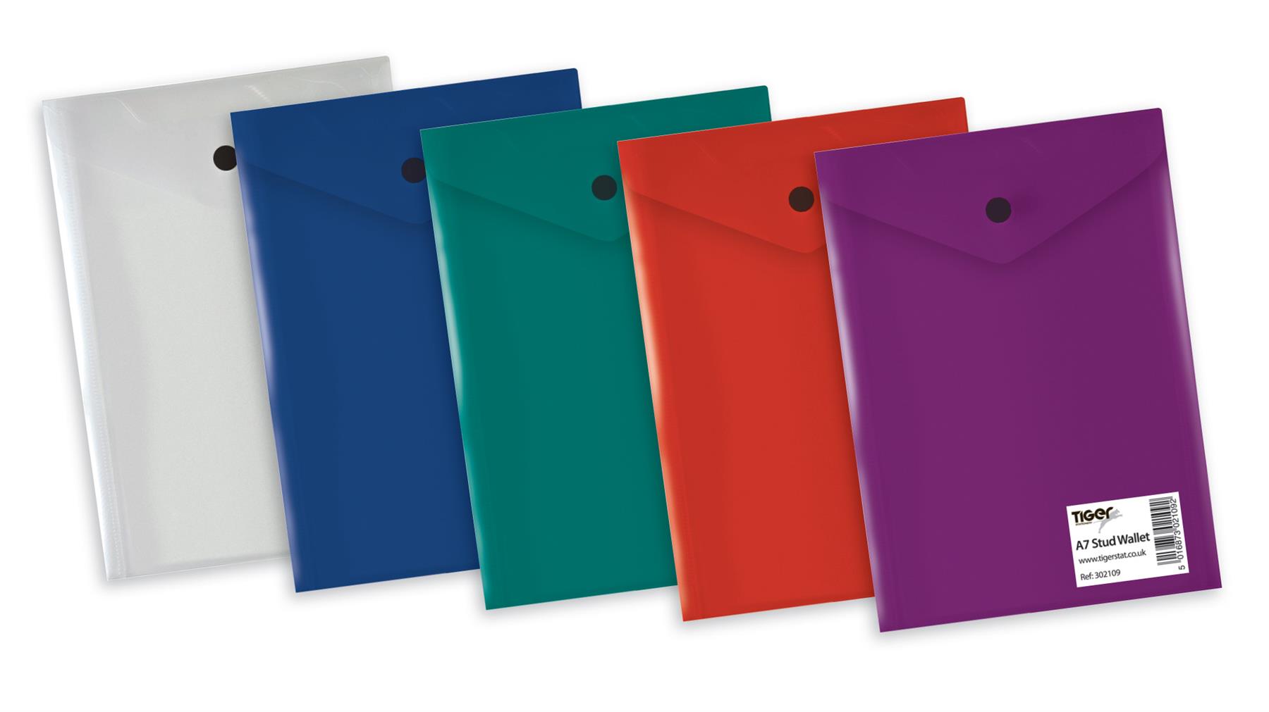 A7 Pk 5 Portrait Stud Wallets Clear