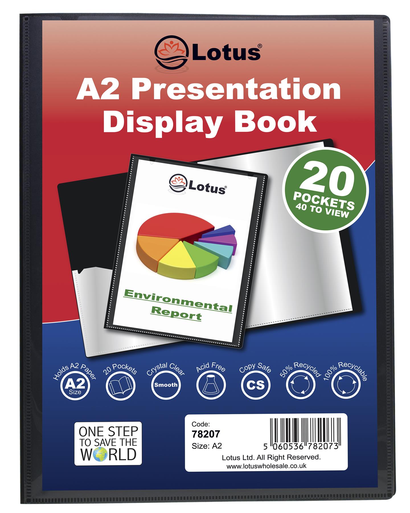 2 x A2 50% Recycled 20 Pocket Presentation Display Book