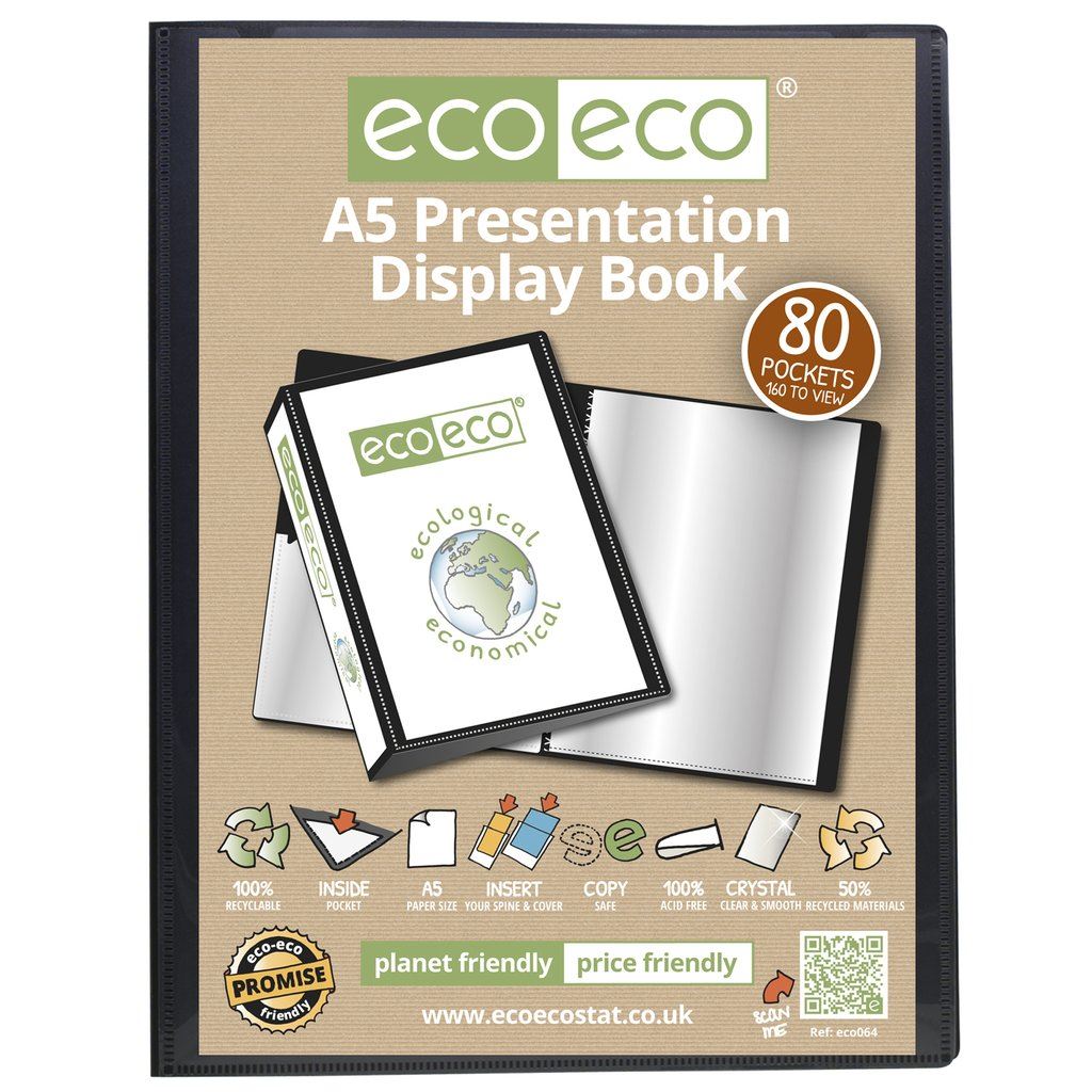 12 x A5 50% Recycled 80 Pocket Presentation Display Book