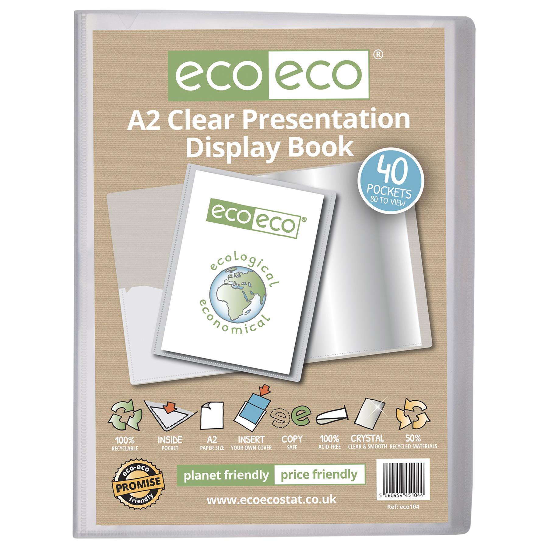 A2 50% Recycled Clear 40 Pocket Presentation Display Book*P*