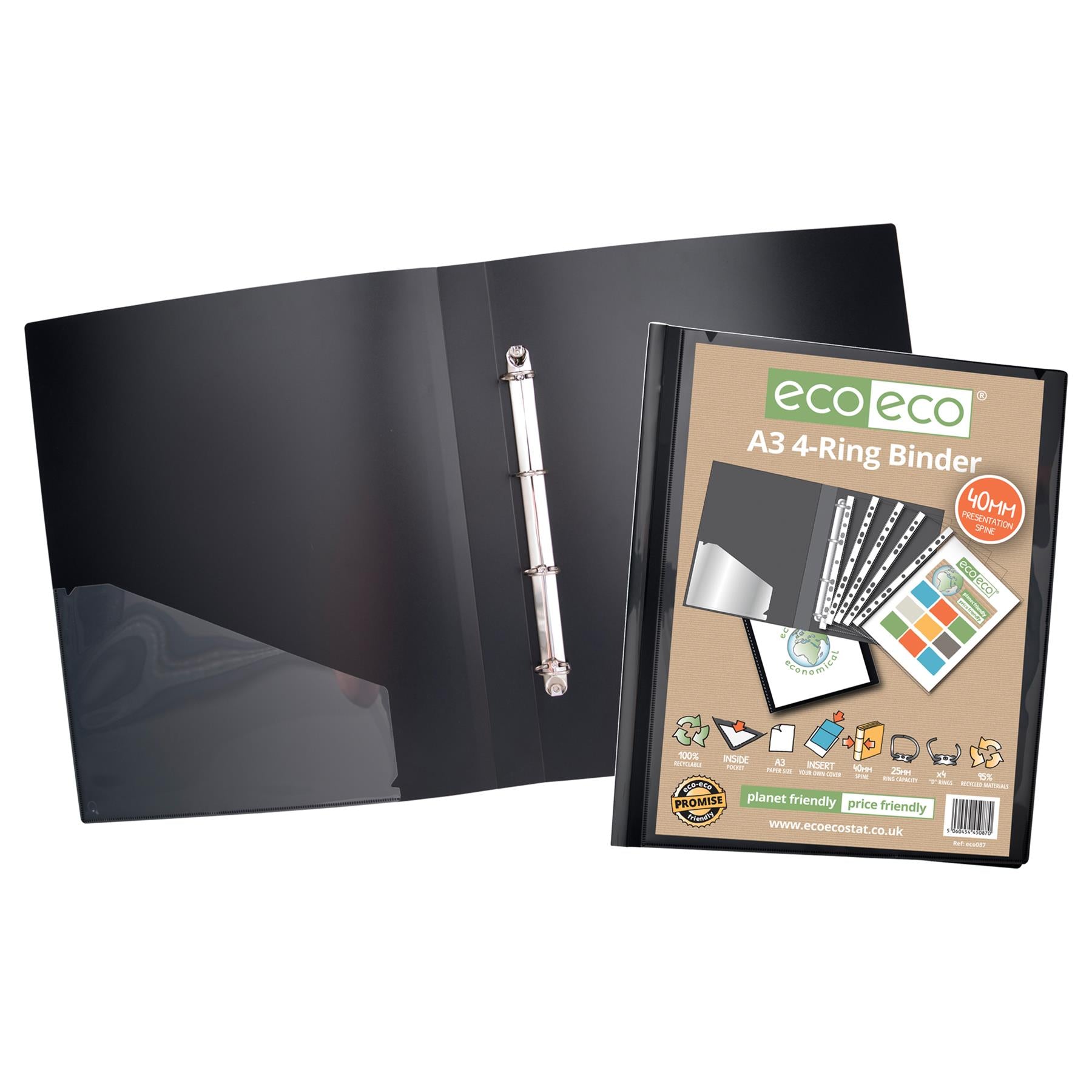 A3 95% Recycled Presentation 4 Ring Portrait Binder*P*
