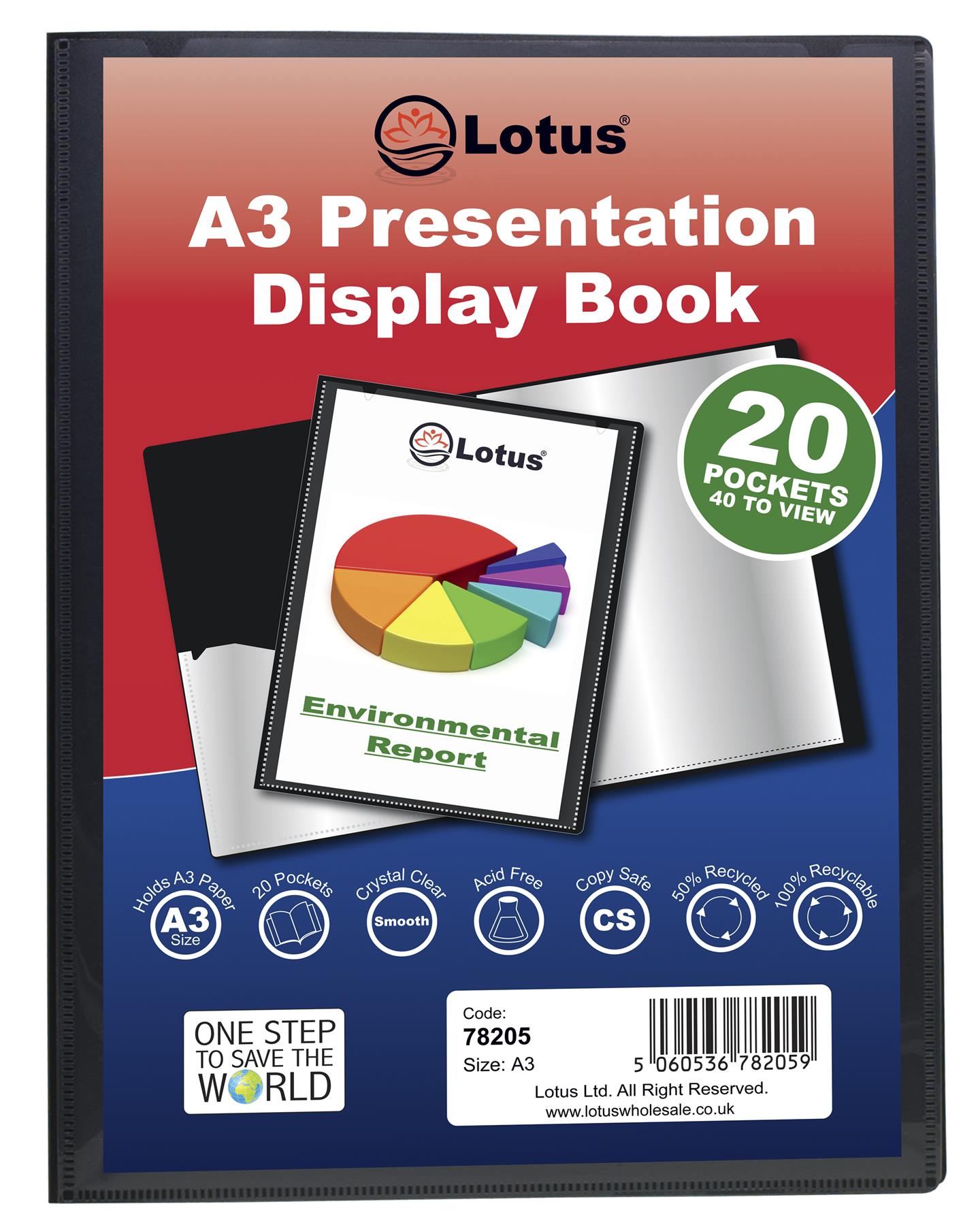 2 x A3 50% Recycled 20 Pocket Presentation Display Book