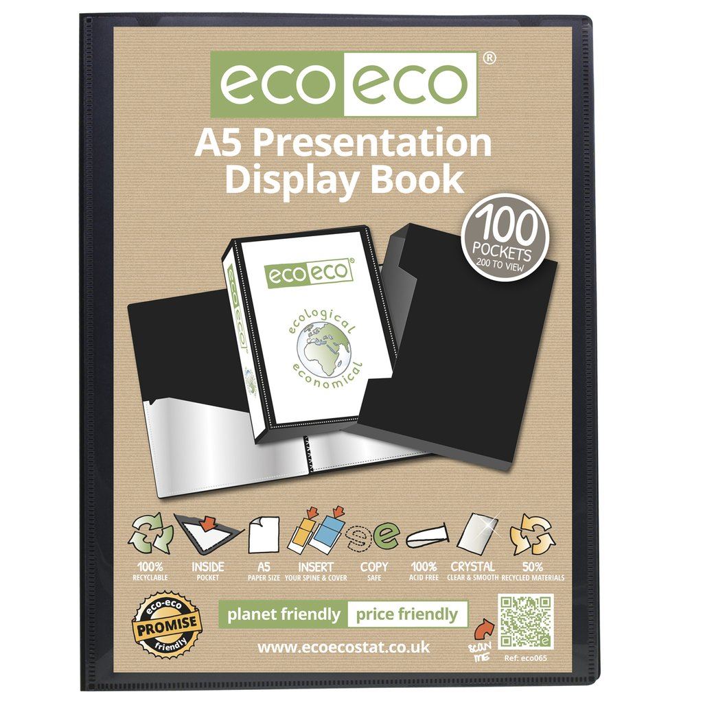 12 x A5 50% Recycled 100 Pocket Presentation Display Book & Box