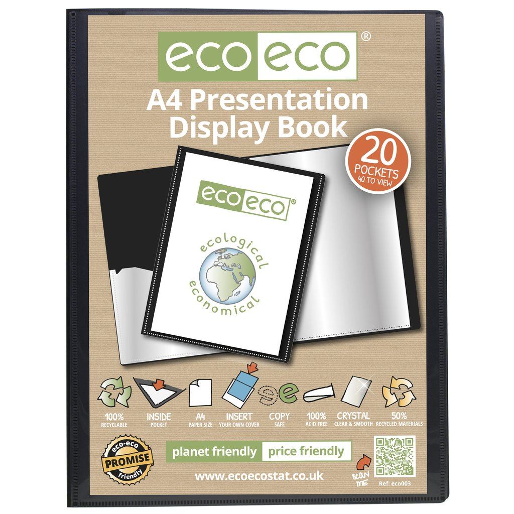 48 x A4 50% Recycled 20 Pocket Presentation Display Book