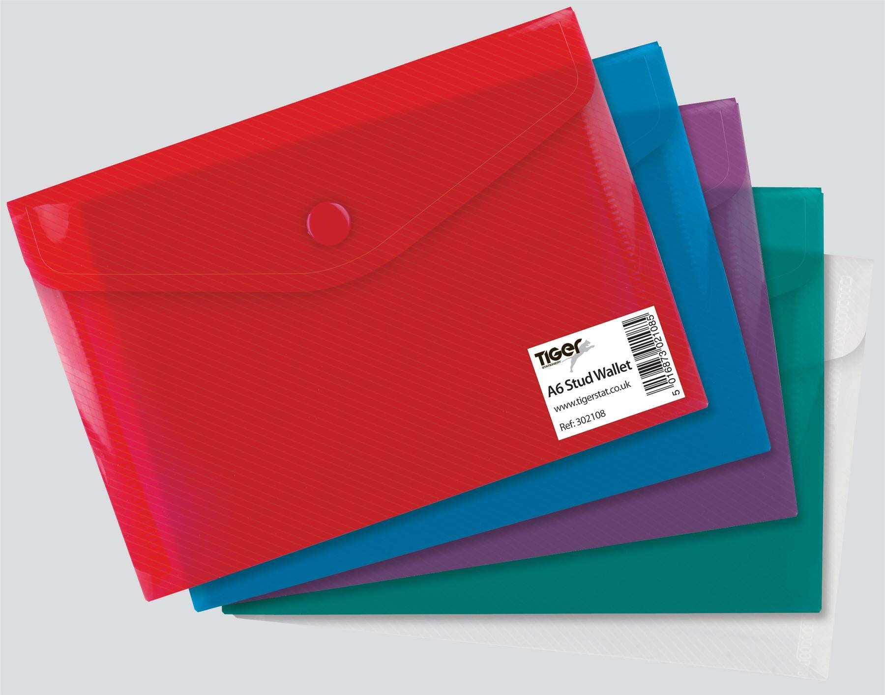 25 A6 Clear Stud Wallets Assorted Colour