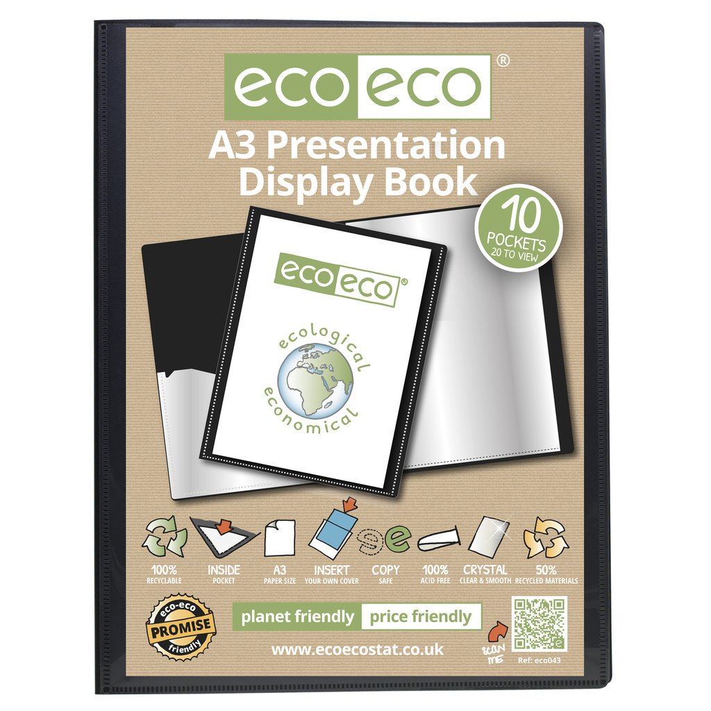 6 x A3 50% Recycled 10 Pocket Presentation Display Book