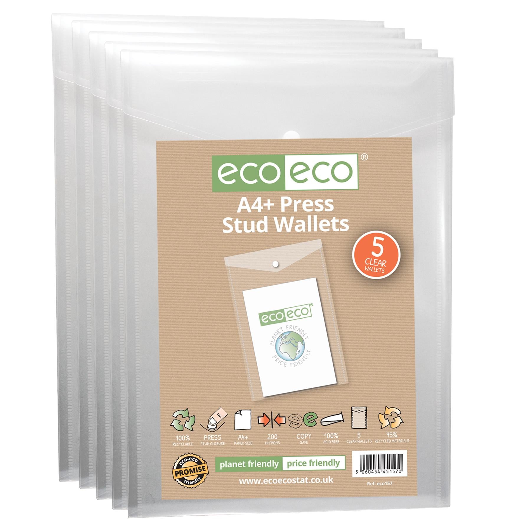 125 x A4 Clear Portrait Press Stud Wallets