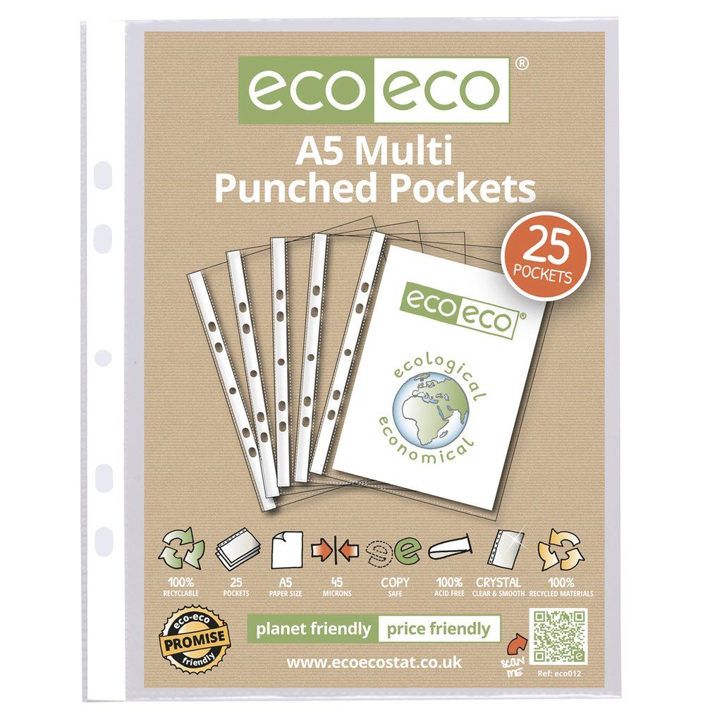 4x A5 100% Recycled Multi Punched Pockets