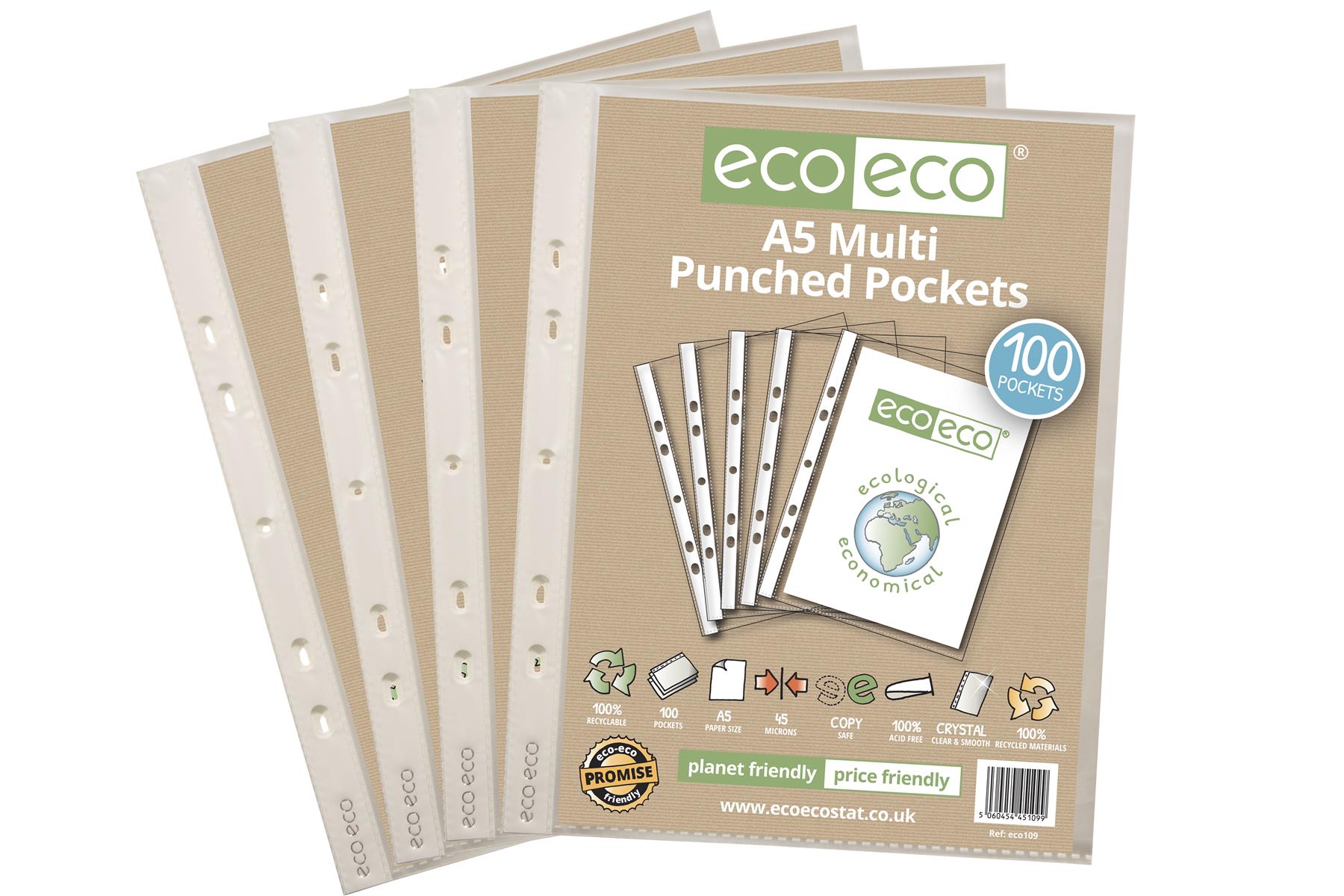 A5 100% Recycled Bag 100 Multi Punched Pockets*P*