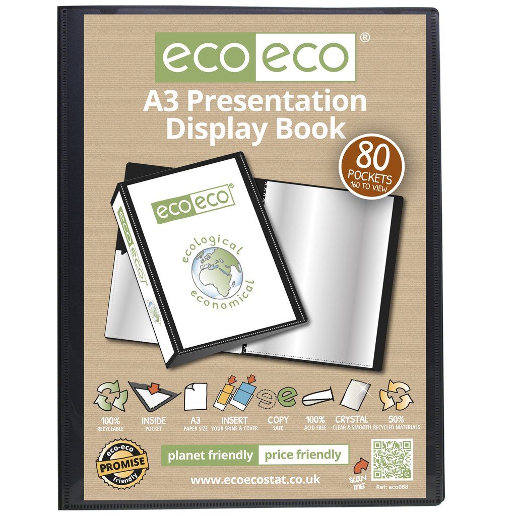 6 x A3 50% Recycled 80 Pocket Presentation Display Book