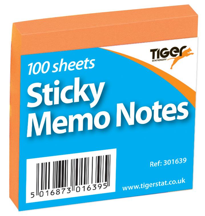 Bright Sticky Memo Notes 3x3in - ORANGEX 1
