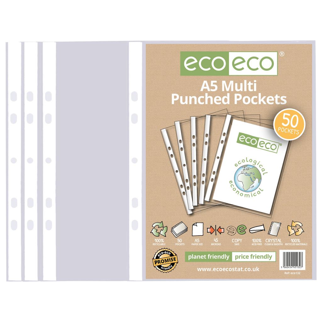 A5 100% Recycled Bag 50 Multi Punched Pockets*P*