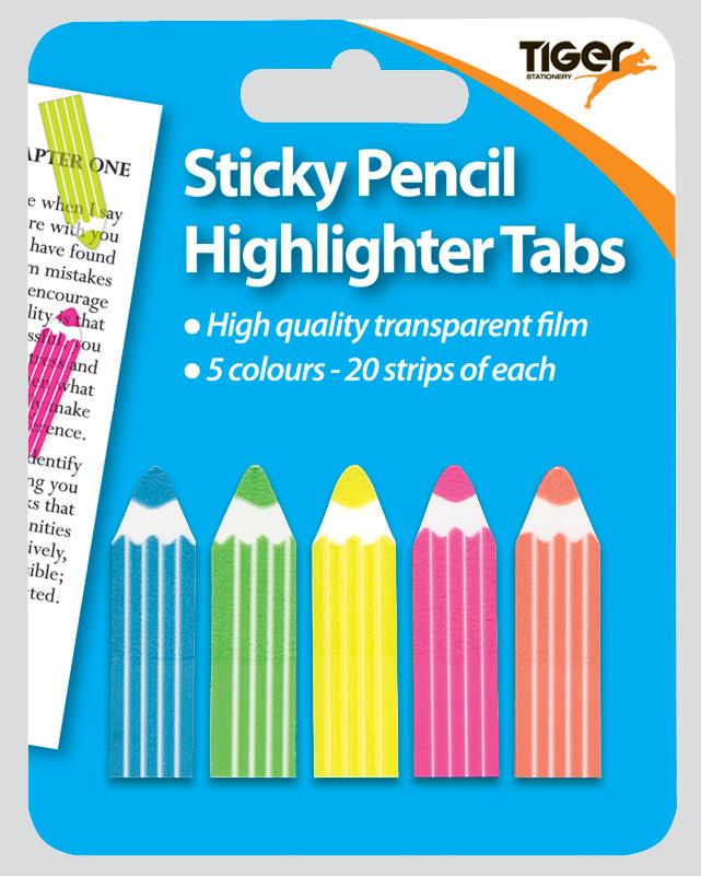 Neon Sticky Pencil Highlighter Tabs