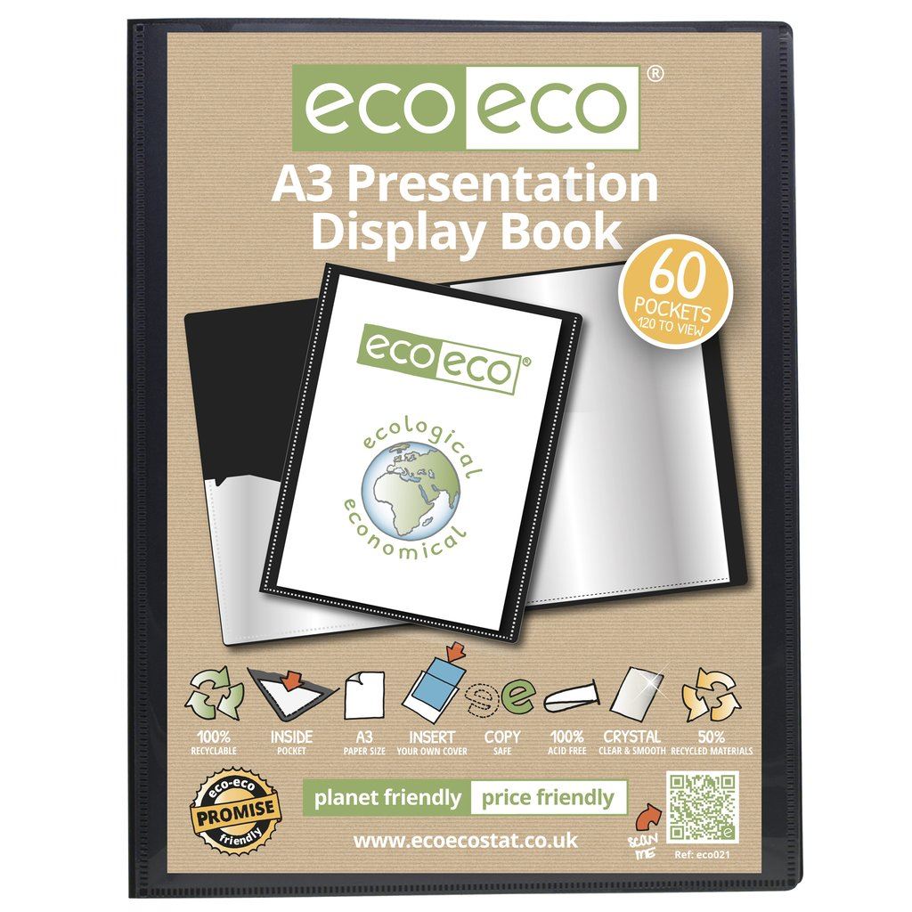 2 x A3 50% Recycled 60 Pocket Presentation Display Book
