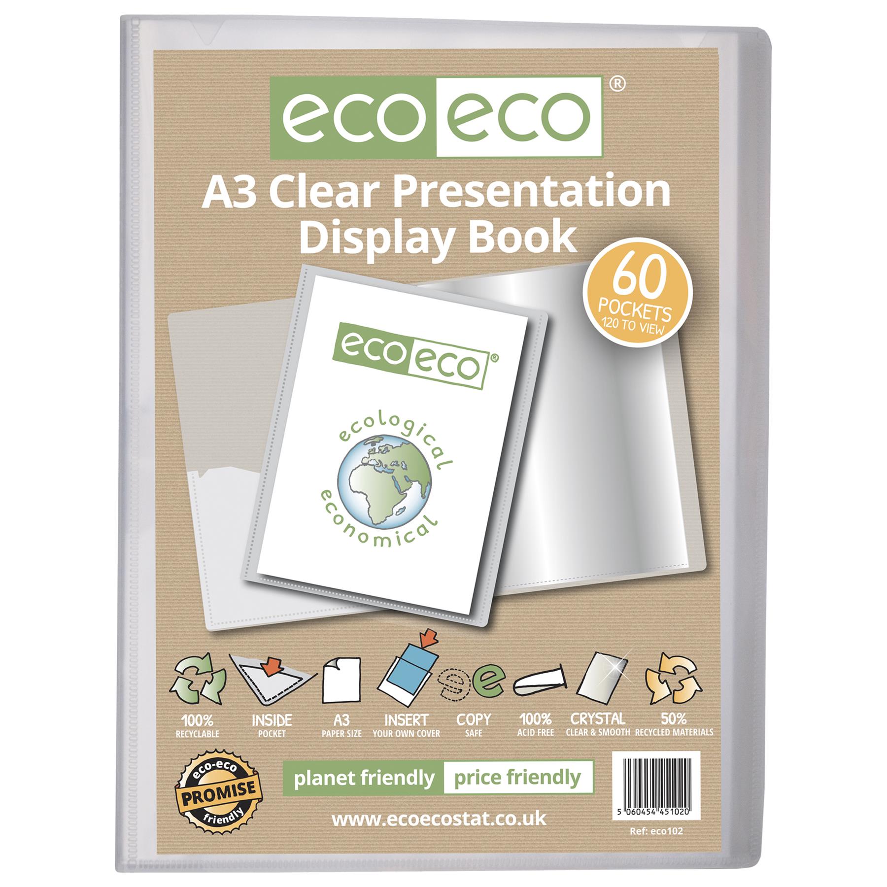 A3 50% Recycled Clear 60 Pocket Presentation Display Book*P*