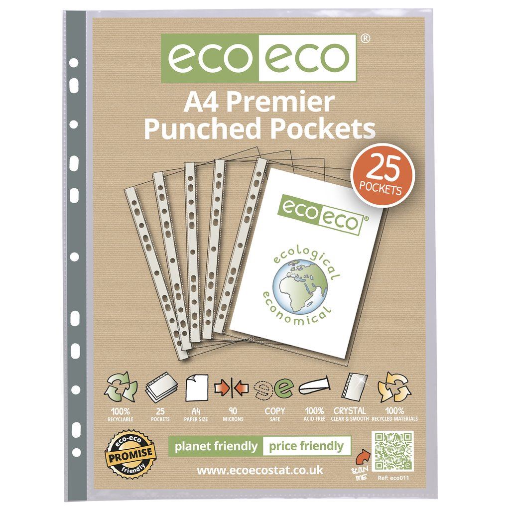 A4 100% Recycled Bag 25 Premier Multi Punched Pockets