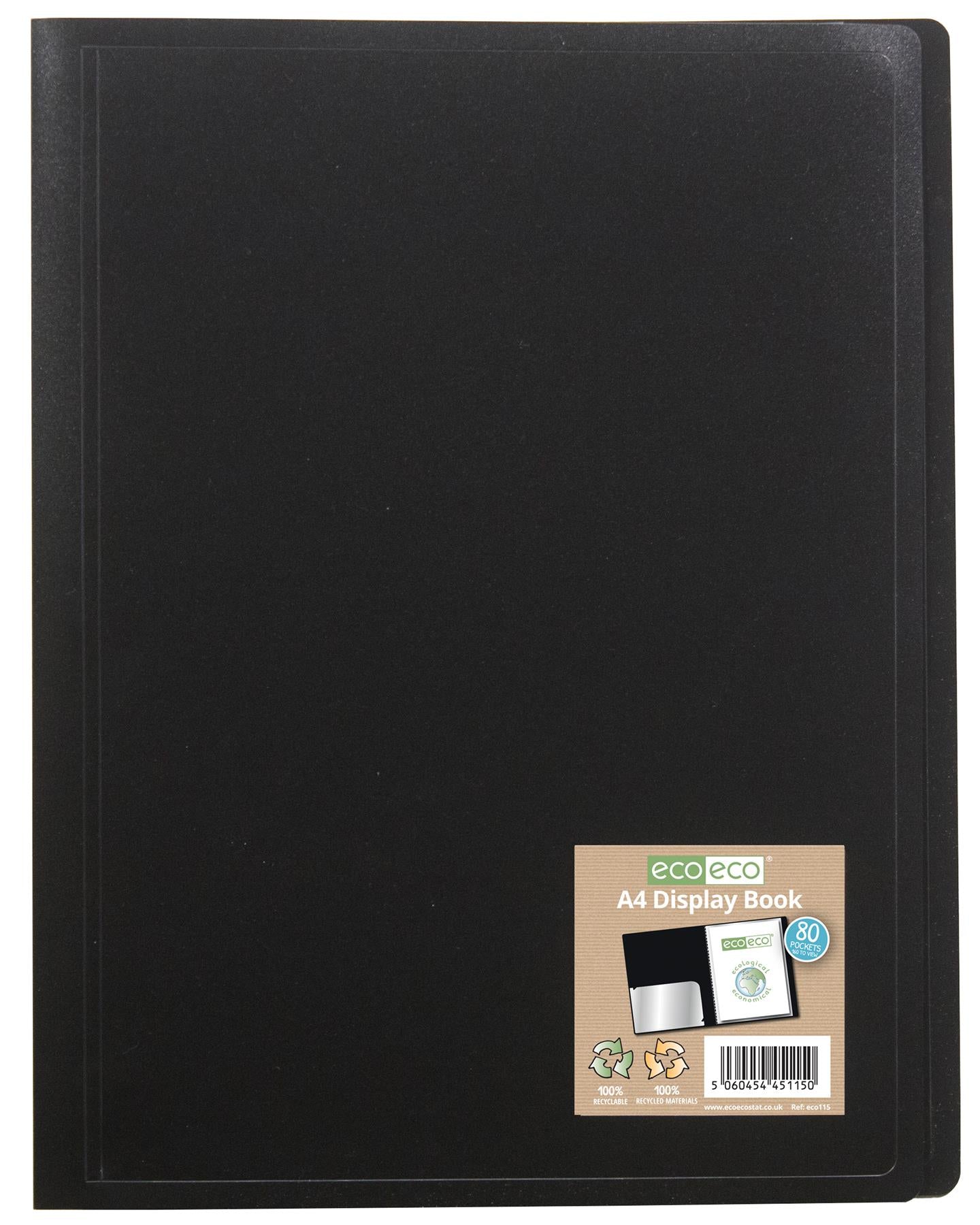 2 x A4 100% Recycled 80 Pocket Flexicover Display Book