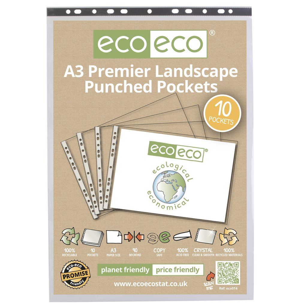 A3 100% Recycled Bag 10 Multi Premier Punched Pockets (Landscape)