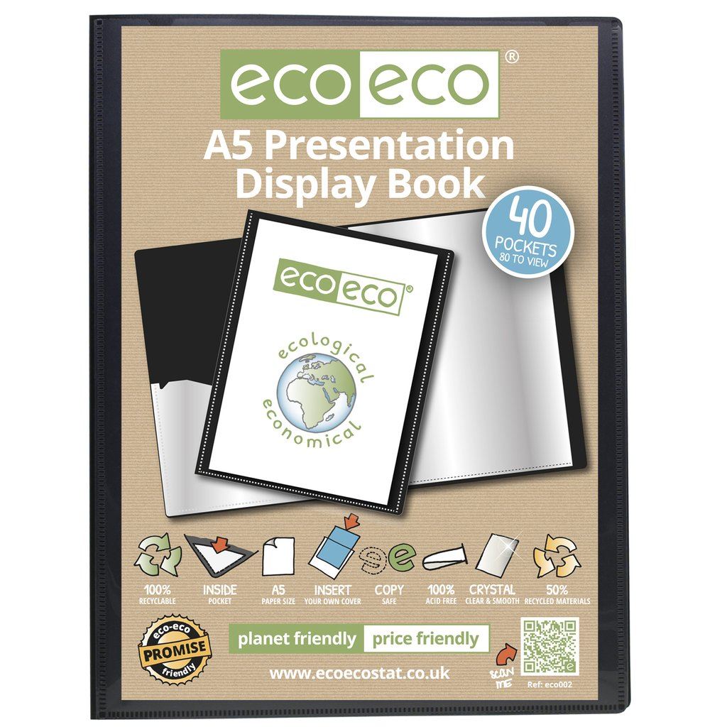4 x A5 50% Recycled 40 Pocket Presentation Display Book
