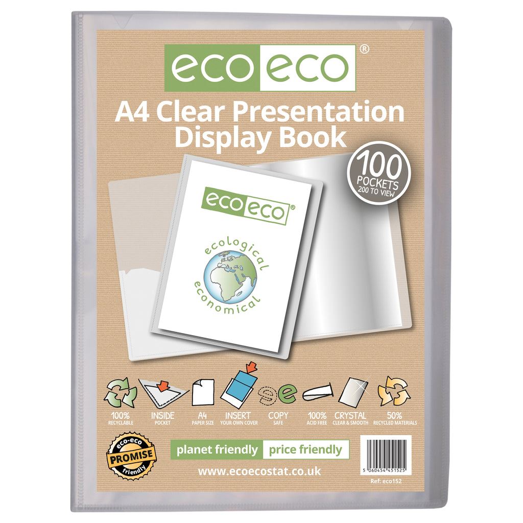 A4 50% Recycled Clear 100 Pocket Presentation Display Book*P*