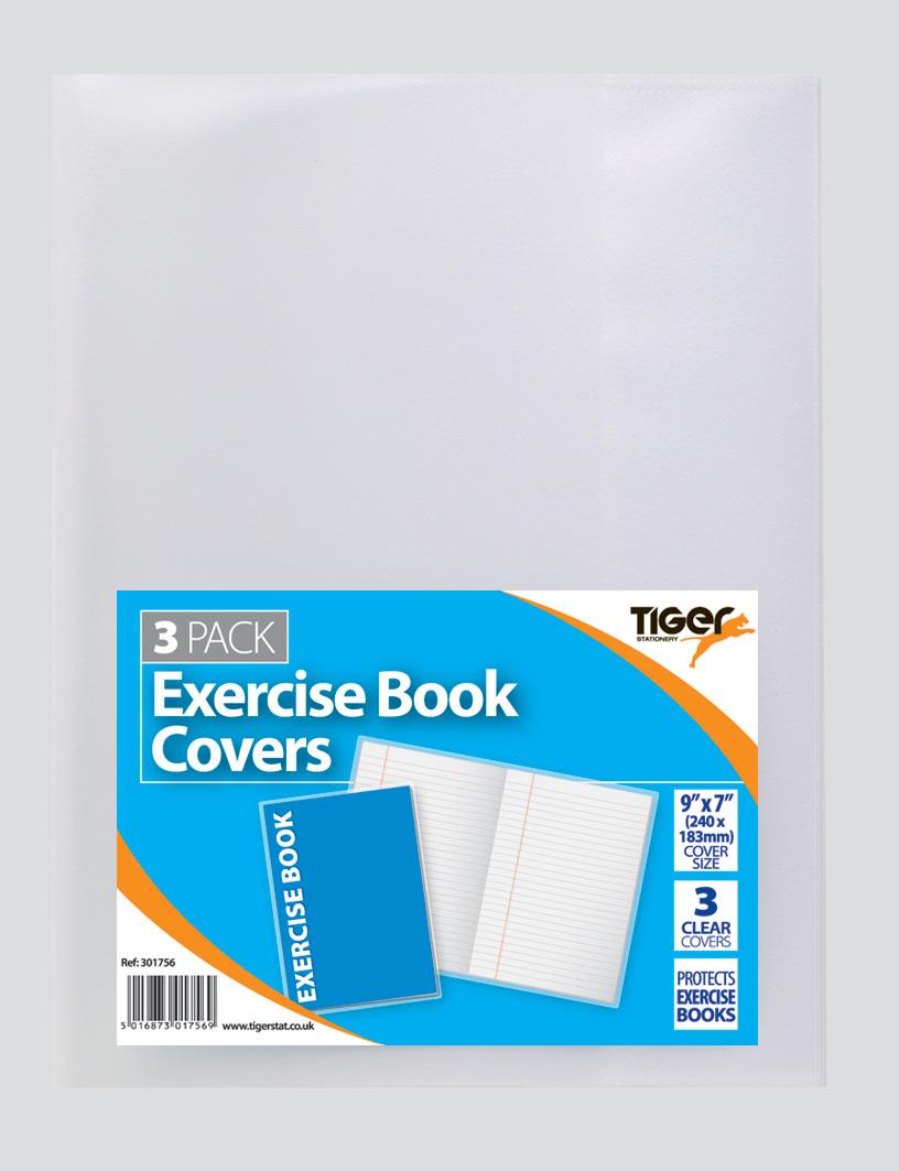9x7in Pk 3 Exercise Book Cover Clear