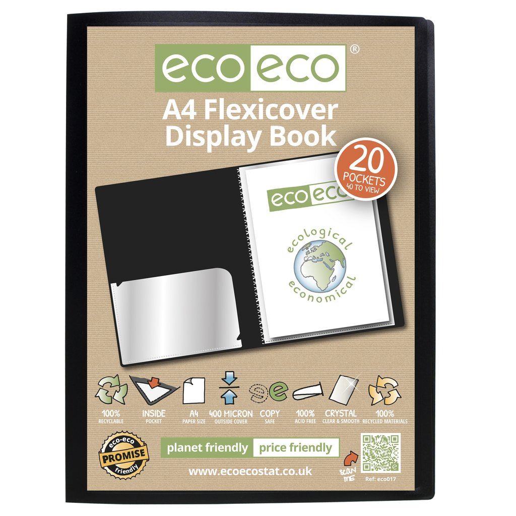 12 x A4 100% Recycled 20 Pocket Flexicover Display Book