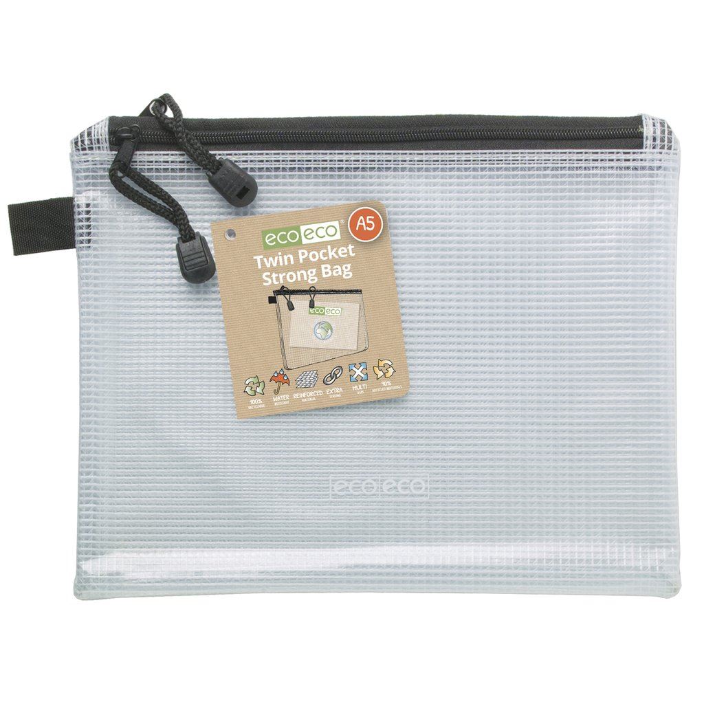 12 x A5 90% Recycled Twin Pocket Strong Bag