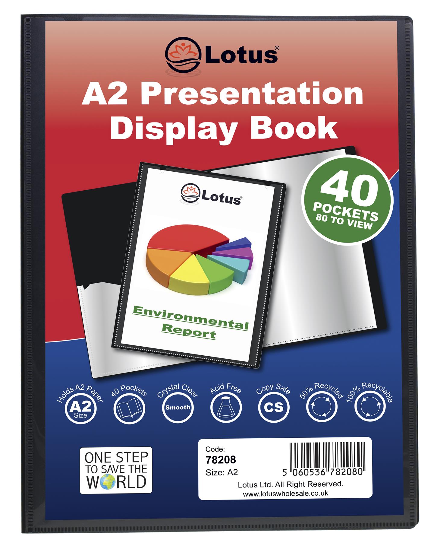 A2 50% Recycled 40 Pocket Presentation Display Book*P*
